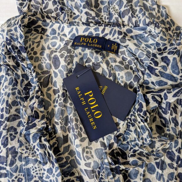 POLO RALPH LAUREN Women's Long Sleeve Blouse Top  Size 6  Blue Print NWT - Picture 5 of 6